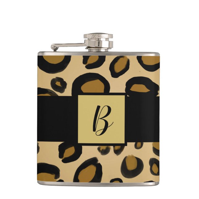 Anstrichene Cheetah Leopard Druckpunkte Gold Beige Flachmann (Vorderseite)