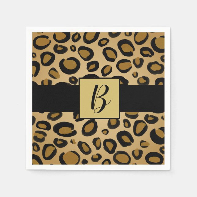 Anstrichene Cheetah Leopard Druckpunkte Gold Beige Serviette (Vorderseite)