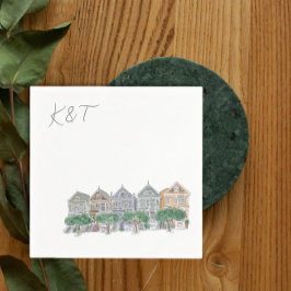 Anstrichene Damen, San Francisco Hochzeitscocktail Serviette