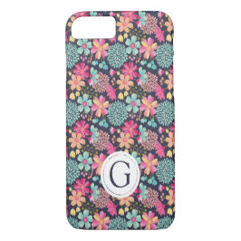 Anstrichene Floral Navy Monogram Iphone Case