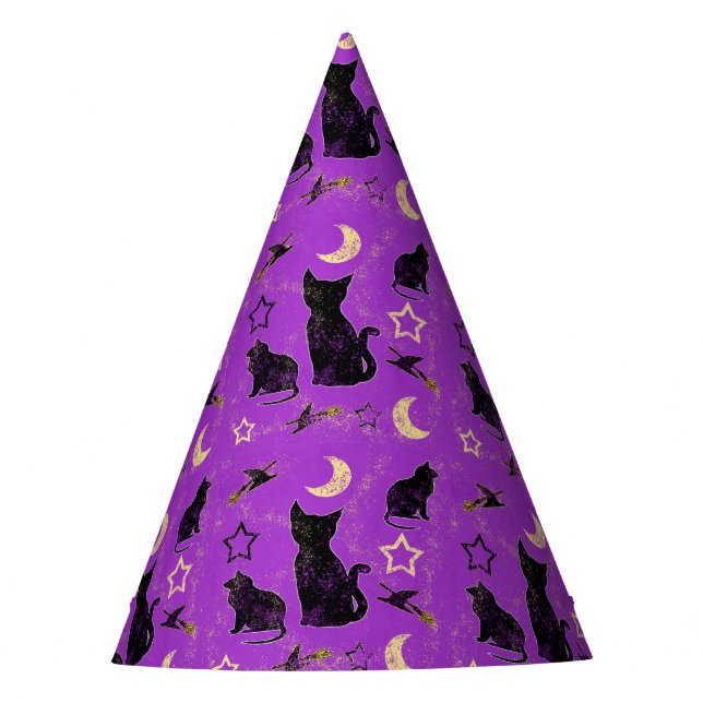 Anstrichene Katzen und Hexenhüte Partyhütchen (Vorderseite)