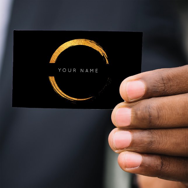 Anstrichene Kreise Golden Foil Black Vip Visitenkarte (Painted Circles Golden Foil Black Vip Business Card)