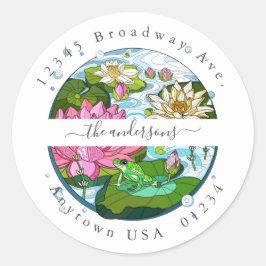 Anstrichene Lily Pads; Rücksendeadresse Umschlag A Runder Aufkleber