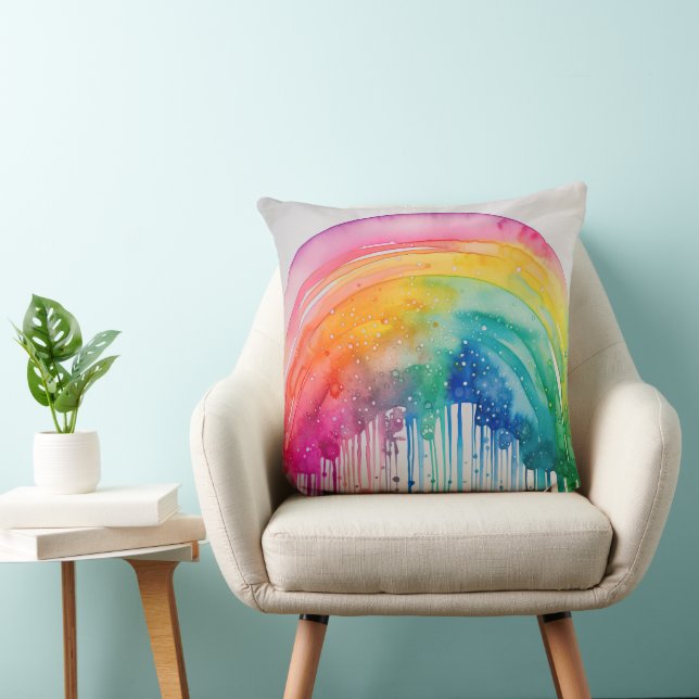 Anstrichene Regenbogenfarben Tropfen Abstrakt Kissen (Stuhl )