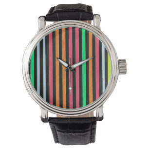 Anstrichene Regenbogenstreifen Schwarz Armbanduhr