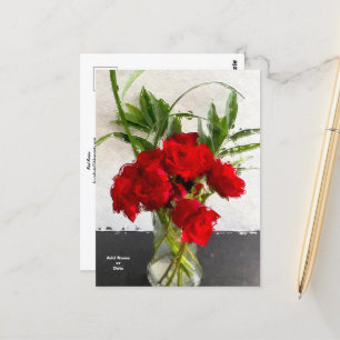 Anstrichene Rote Rosen im Schwarz-Weiß-Hintergrund Postkarte
