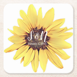 Anstrichene Sonnenblume, Monogram Square Paper Co. Rechteckiger Pappuntersetzer