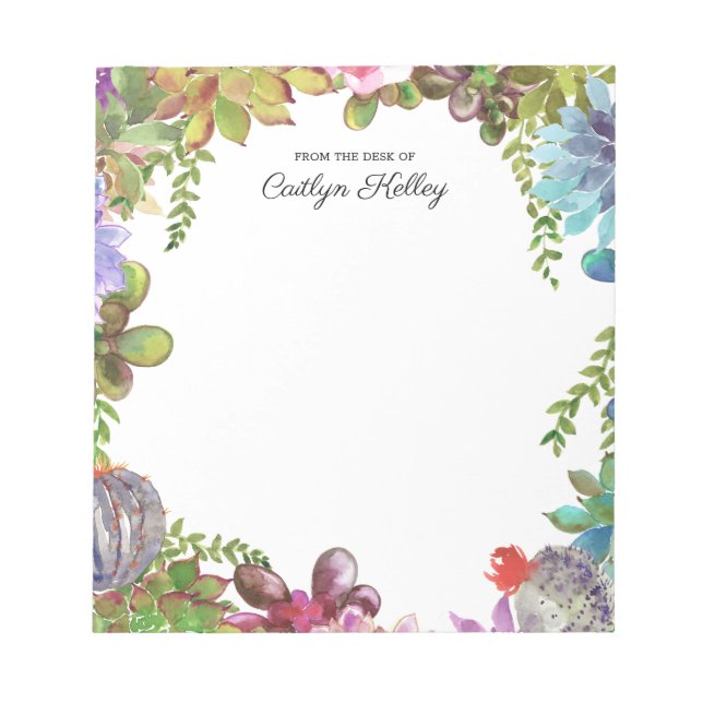 Anstrichene Sukkulente aus dem Schreibtisch, Perso Notizblock (Vorderseite)