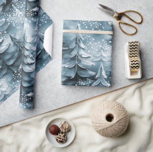 Anstrichene Weihnachtsbaumen Blue ID1008 Geschenkpapier