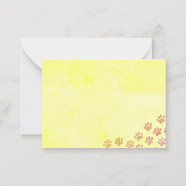Anstrichene Welpenpaw druckt altes Papier Mitteilungskarte (Vorderseite)
