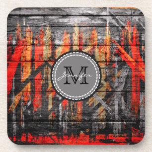 Anstrichfarbene Farben - Holzschau Monogram #2 Untersetzer