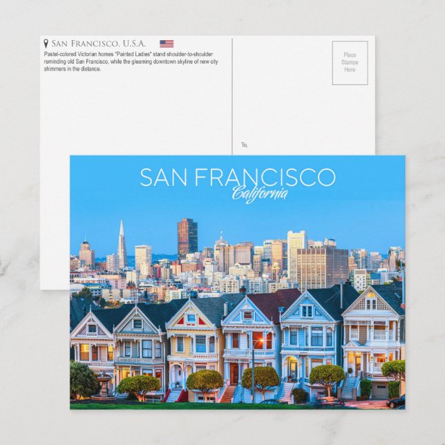 Anstrichfarbene Ladys, San Francisco, U.S.A. Postkarte (Vorne/Hinten)