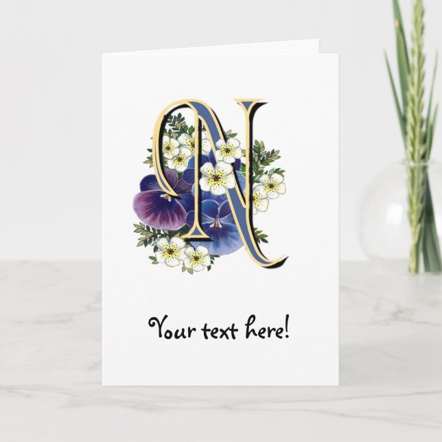 Anstrichfarbene Pansy Initial Monogramm - N (Vorderseite)