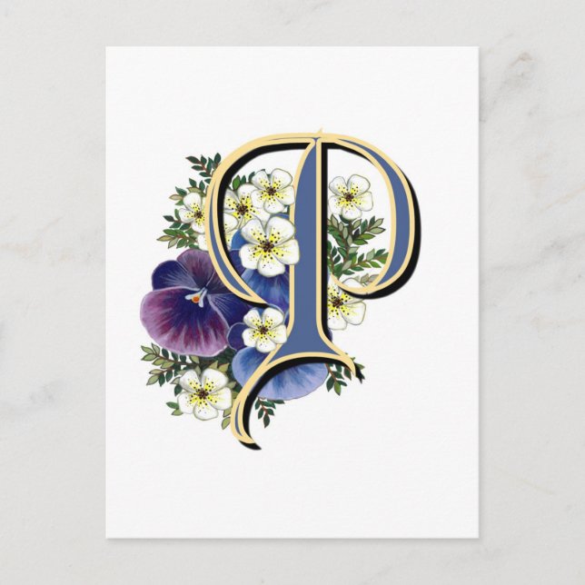 Anstrichfarbene Pansy Initial Monogramm - P Postkarte (Vorderseite)