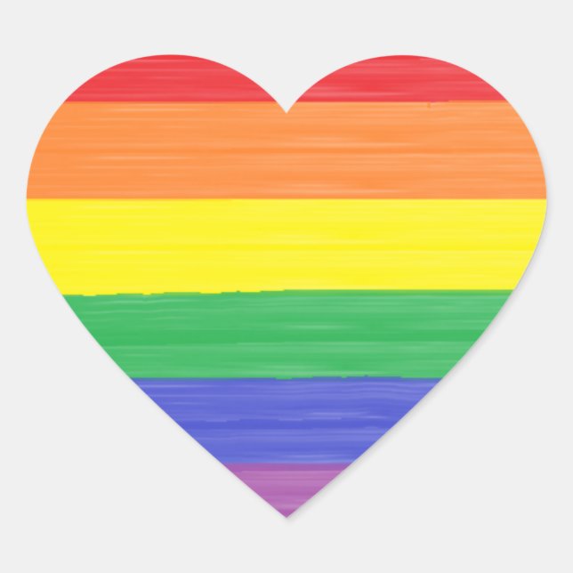 Anstrichfarbene Regenbogenflagge Herz-Aufkleber (Vorderseite)