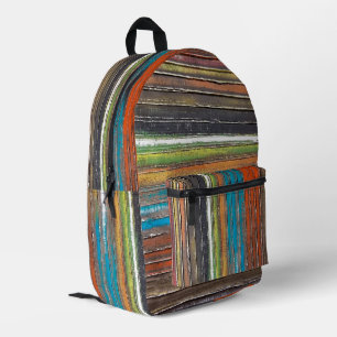 Anstrichfarbene Streifen auf altem Holz Bedruckter Rucksack