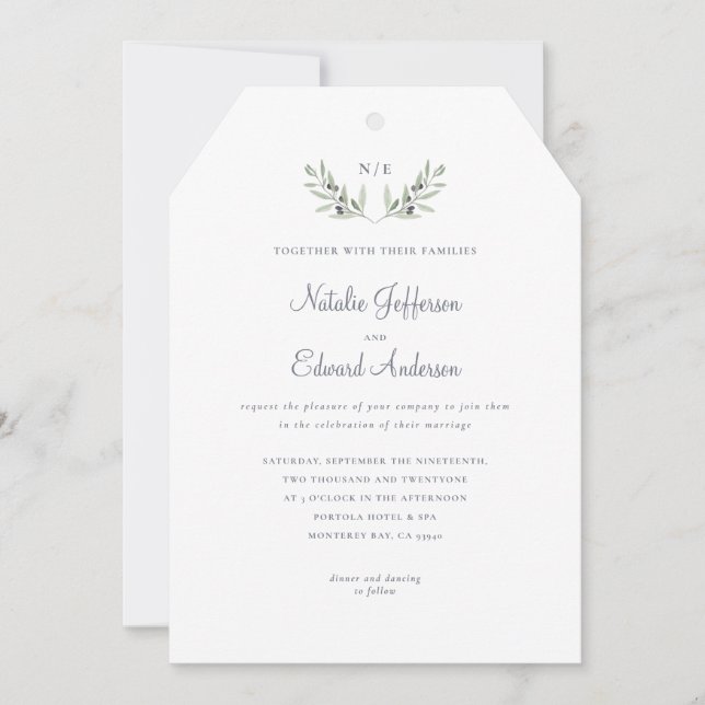 Anstrichfarbener Olivenzweig + Aquarellfarbe (Vorderseite)