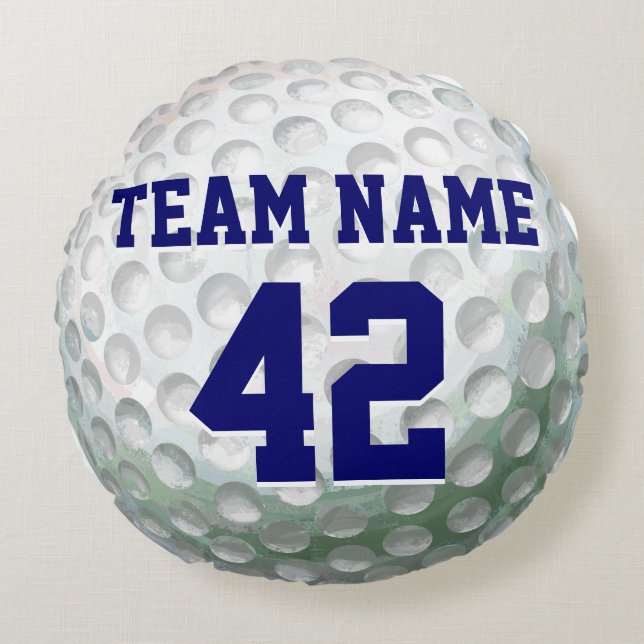 Anstrichter Golf Ball mit Namen Rundes Kissen (Vorderseite)