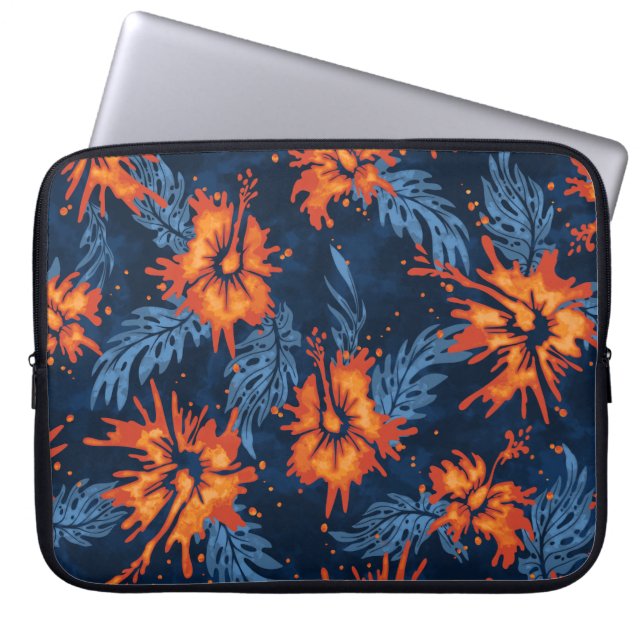 Anstrichter Hibiskus Hawaiian Neopren Wetsuit Laptopschutzhülle (Vorderseite)