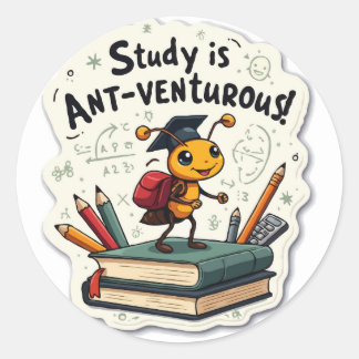Ant 'Ant-venturous' Pun Die Motivierend Runder Aufkleber