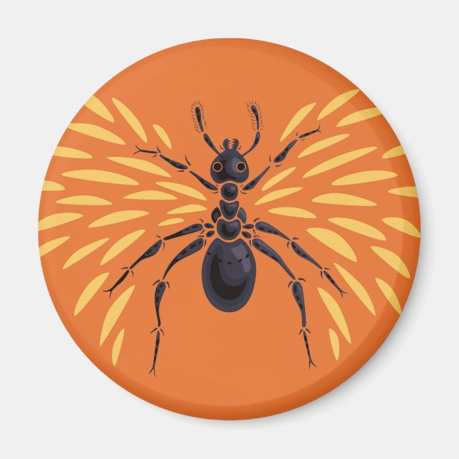 Ant Art Insect Lover Fiery Orange Entomology Magnet (Vorne)