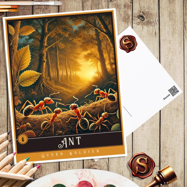 Ant | Carte postale Famille Vintage Animal (Créateur téléchargé)