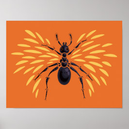 Ant Lover Insect Art Orange Entomology Poster