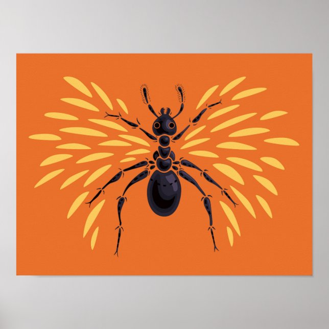 Ant Lover Insect Art Orange Entomology Poster (Vorne)