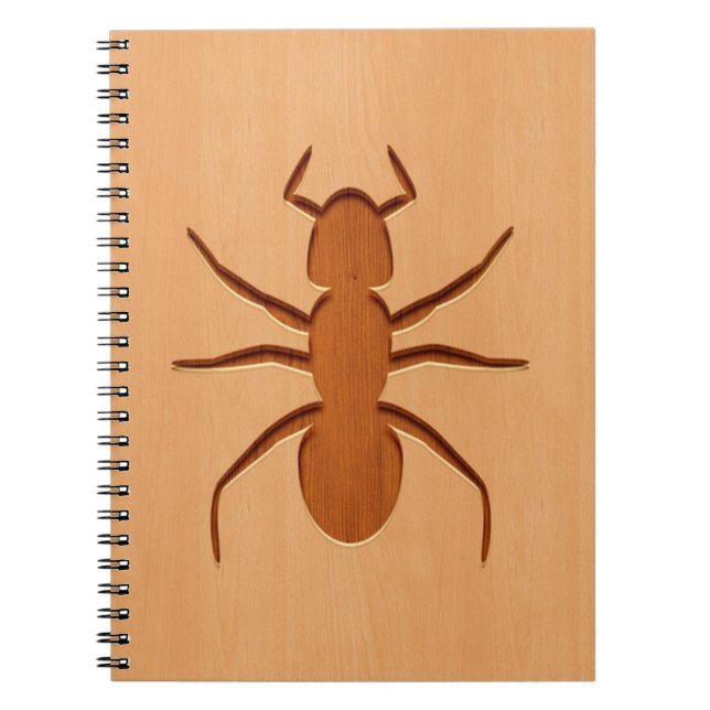 Ant-Silhouette in Holzdesign Notizblock (Vorderseite)