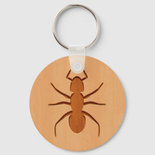 Ant-Silhouette in Holzdesign Schlüsselanhänger