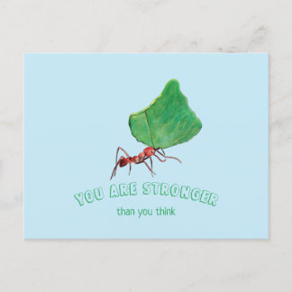 Ant trägt großes Blatt - Sie sind stark Postkarte