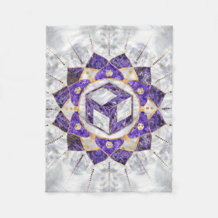 Antahkarana in Lotus Mandala- Amethyst und Pearl Fleecedecke