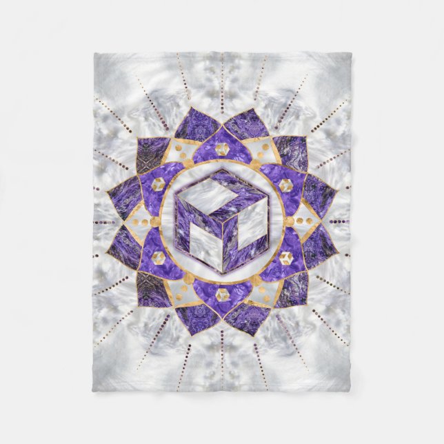 Antahkarana in Lotus Mandala- Amethyst und Pearl Fleecedecke (Vorderseite)