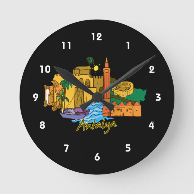 Antalya Reise-Urlaub image.png Runde Wanduhr (Vorderseite)