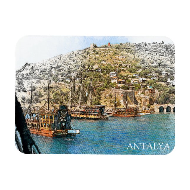Antalya Türkei Küstensicht Magnet (Horizontal)