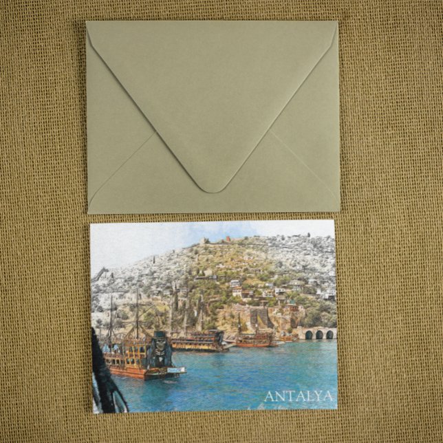 Antalya Türkei Küstensicht Postkarte (antalya turkey coastal view postcard)