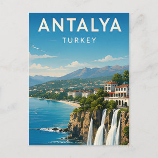 🌊 Antalya Türkei Mittelmeer Küste und Wasserfall Postkarte