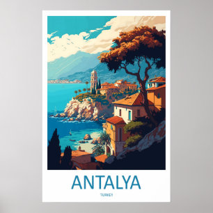 Antalya Türkei Reiseplakat Vintage Ski National Poster
