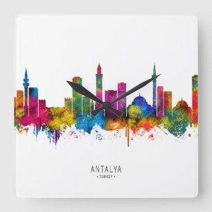 Antalya Türkei Skyline Quadratische Wanduhr