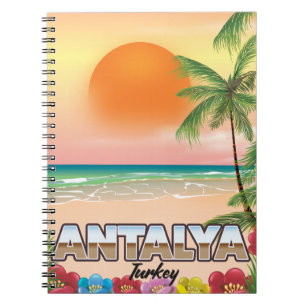 Antalya Türkei Strand Reiseplakat Notizblock