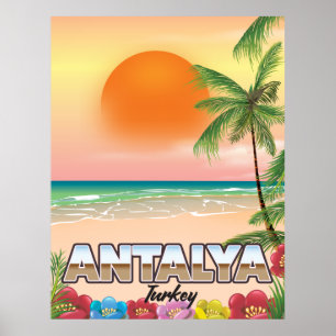 Antalya Türkei Strand Reiseplakat Poster