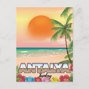 Antalya Türkei Strand Reiseplakat Postkarte