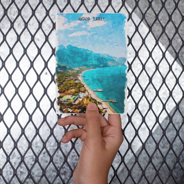 Antalya Turkey Illustration Postkarte (stylish antalya turkey postcard)