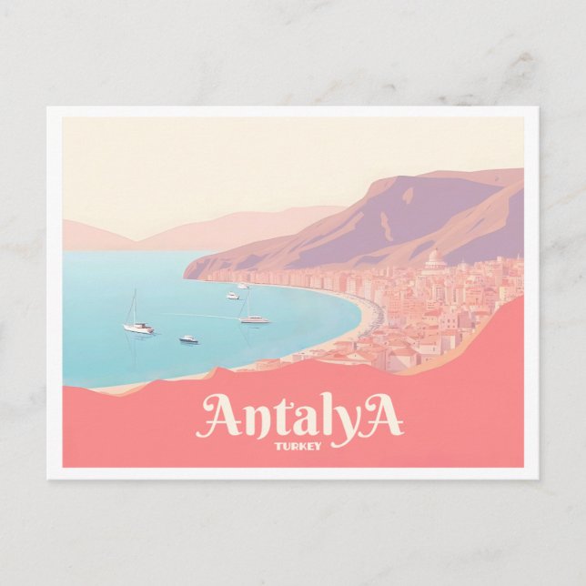 Antalya Turkey Pastel Travel Postkarte (Vorderseite)