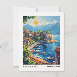 Antalya Turkey Vintage Travel Postcard Postkarte