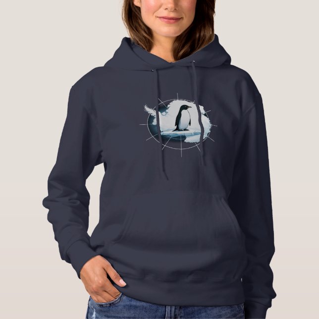 Antarctica Penguin Emblem – Polar Explorer Design Hoodie (Vorderseite)