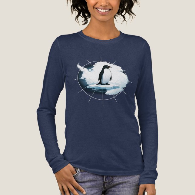 Antarctica Penguin Emblem – Polar Explorer Design Tri-Blend Shirt (Vorderseite)