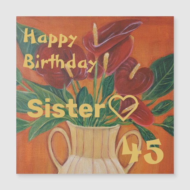 Antarium Blume Malen Custom Sister Magnetkarte (Vorderseite)