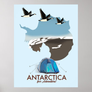 Antarktika Für Abenteuer-Reiseplakat Karte. Poster