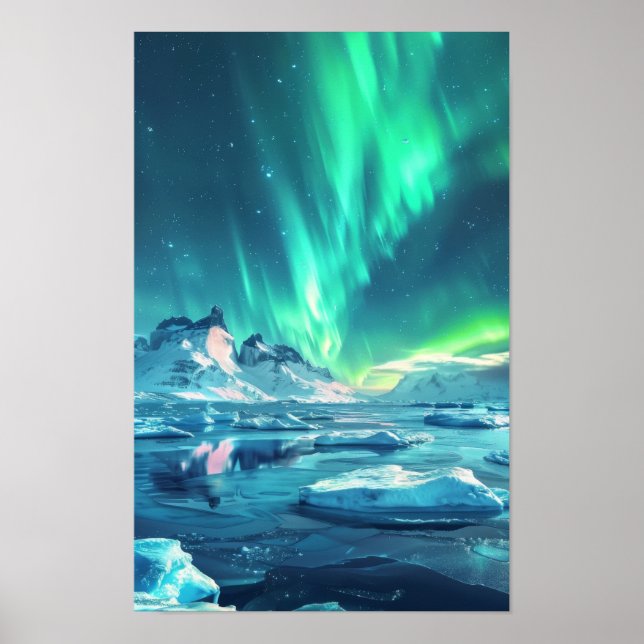 Antarktis Aurora Borealis Panoramaposter Poster (Vorne)
